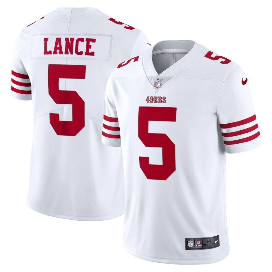 Men San Francisco 49ers 5 Trey Lance Nike White Vapor Limited NFL Jersey